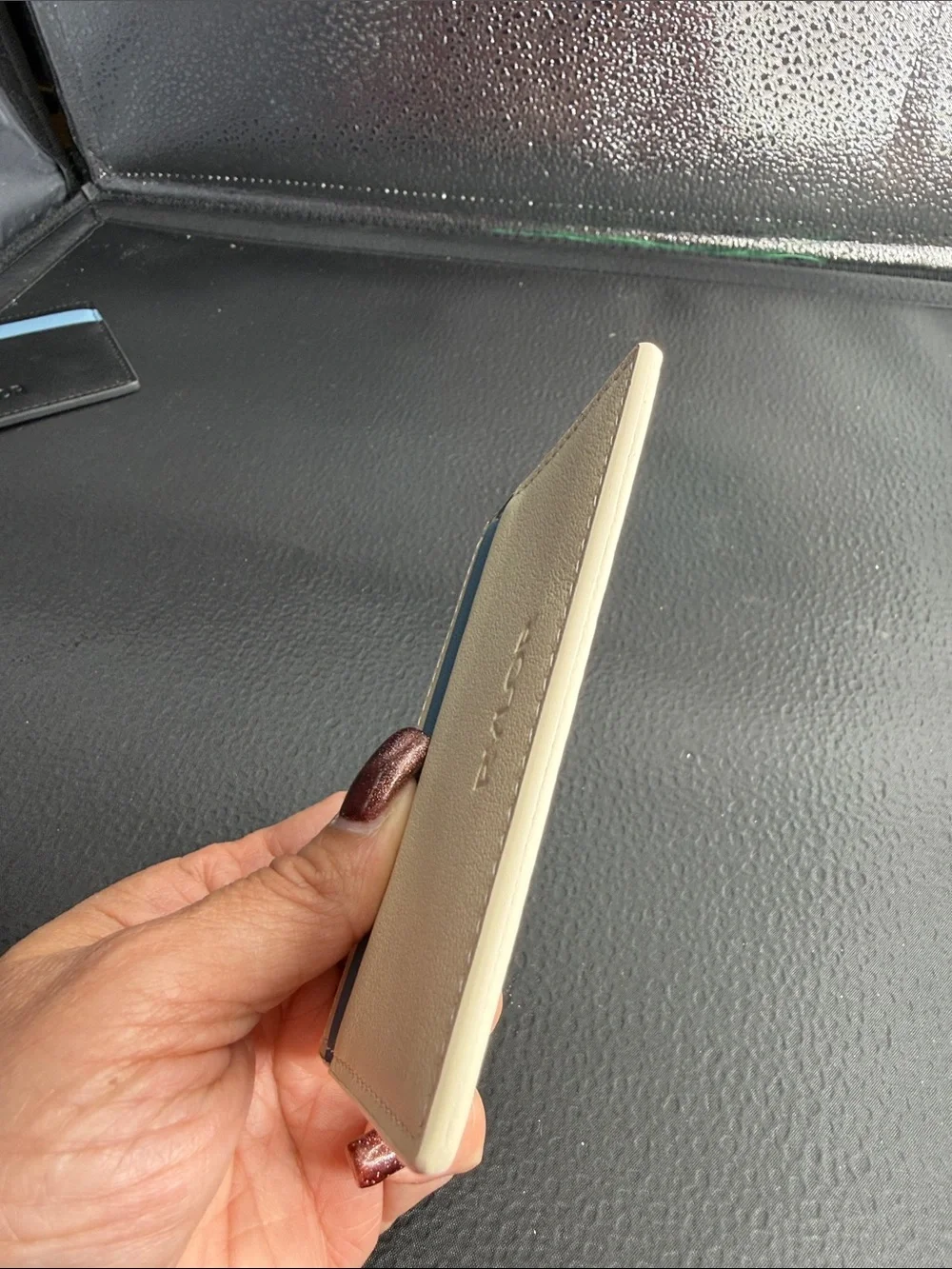 Rylor NEW cream and Light Blue Leather Card Holder